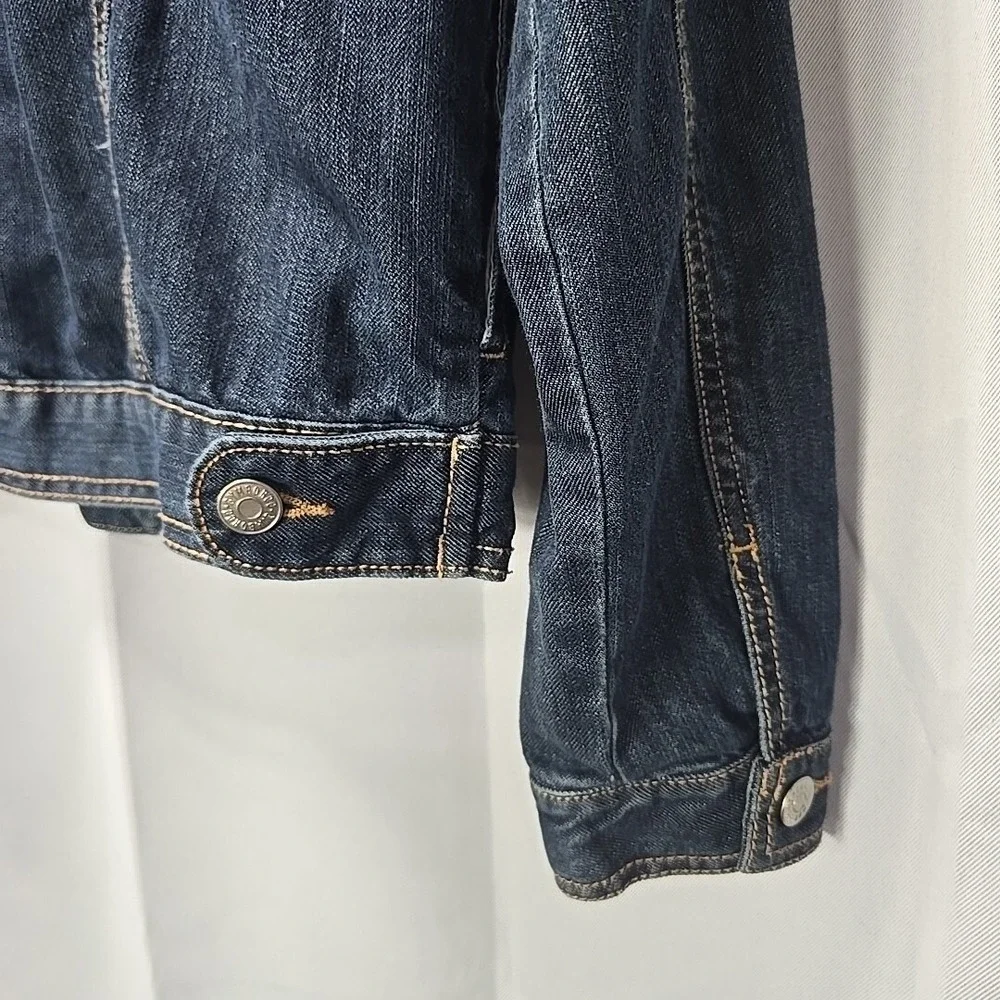 Gymboree Blue Jean Denim Jacket Kids Girls L 10-12 Dark Wash Classic Button Coat